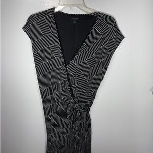 Ann Taylor Black and White Patterned Midi Dress 367
